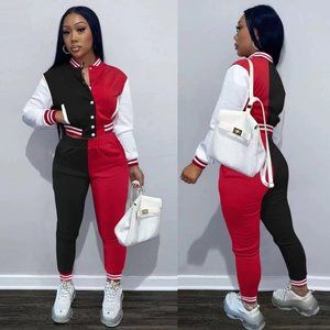 WOMENS BASEBALL SUIT (2PC) RED/BLACK